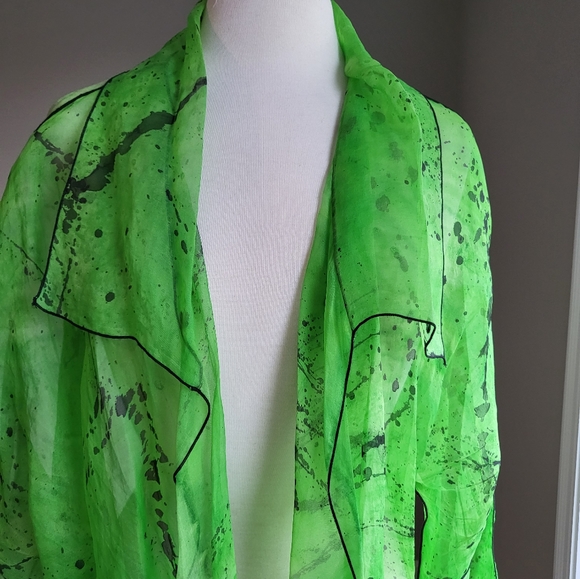 Paul Sisti Lime Green/Black with Black Piping Sheer Jacket/Topper (One Size) - Picture 15 of 16
